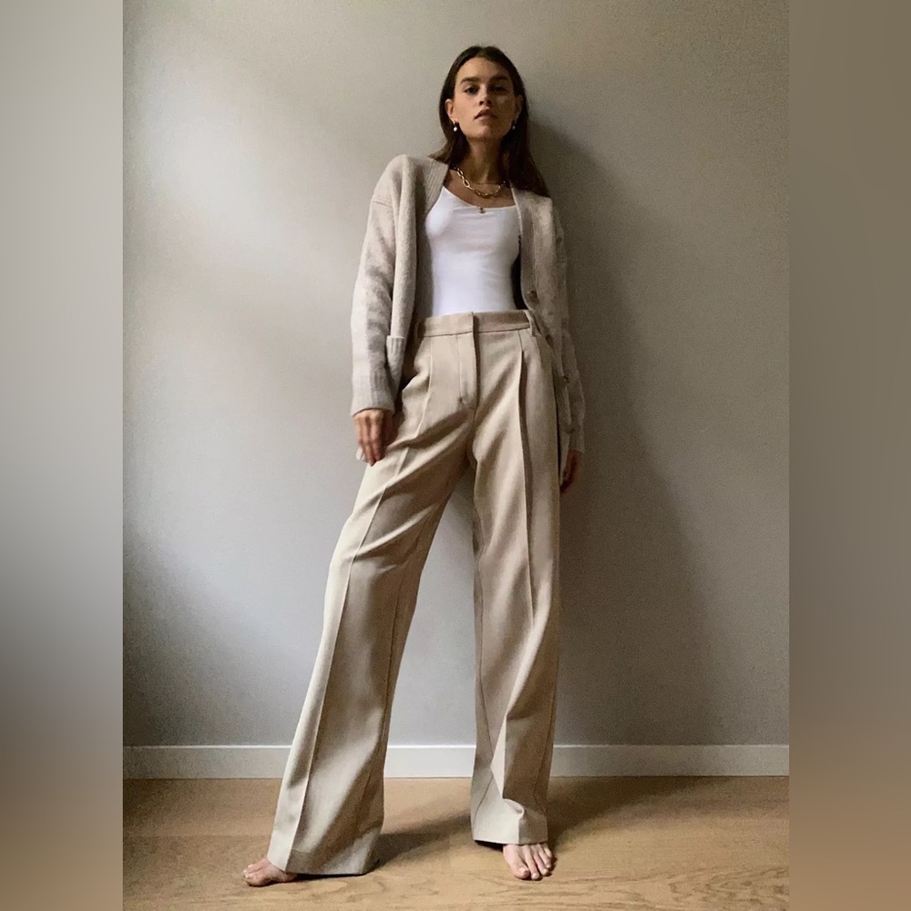 Aritzia Wilfred Effortless Pants - Heather Oat Beige - Size 4